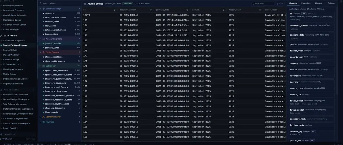 Current Source Package Explorer capture showing table exploration and schema context
